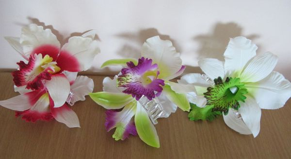 Заколки Орхидеи белые