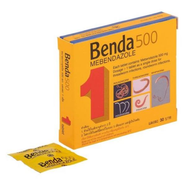 Глистогонное тайское средство Benda  Benda 500 Mebendazol